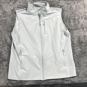 32 Degrees Heat Mens Softshell Vest Light Gray Full Zip Pocket Large L